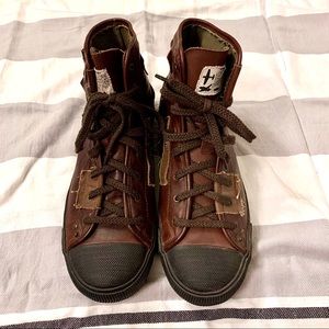 Men’s Designer Brown Leather Boots/hi-tops